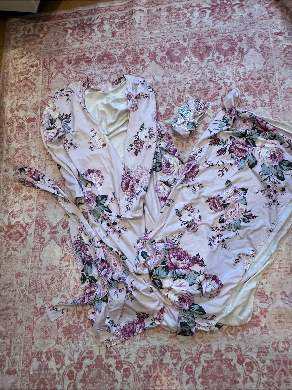 Mommy & me matching birth robe and receiving blanket with bow